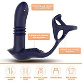 Masajeador de próstata vibratorio retráctil con control remoto 3 en 1 y anillo para el pene